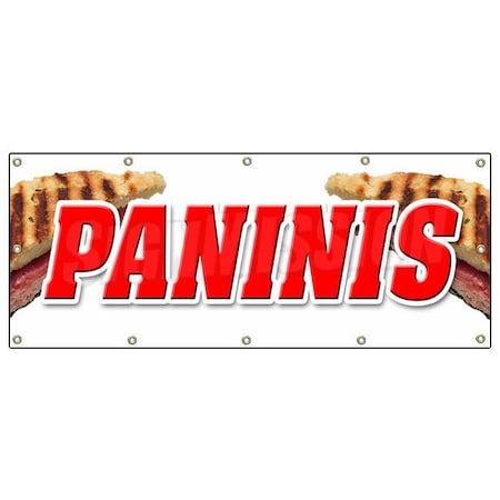 Signmission PANINIS BANNER SIGN sandwich sign hot concession pressed cubans B-120 Paninis